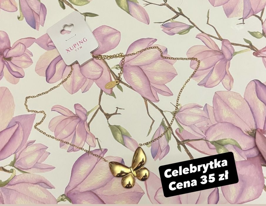 Łańcuszek motyl celebrytka stal chirurgiczna