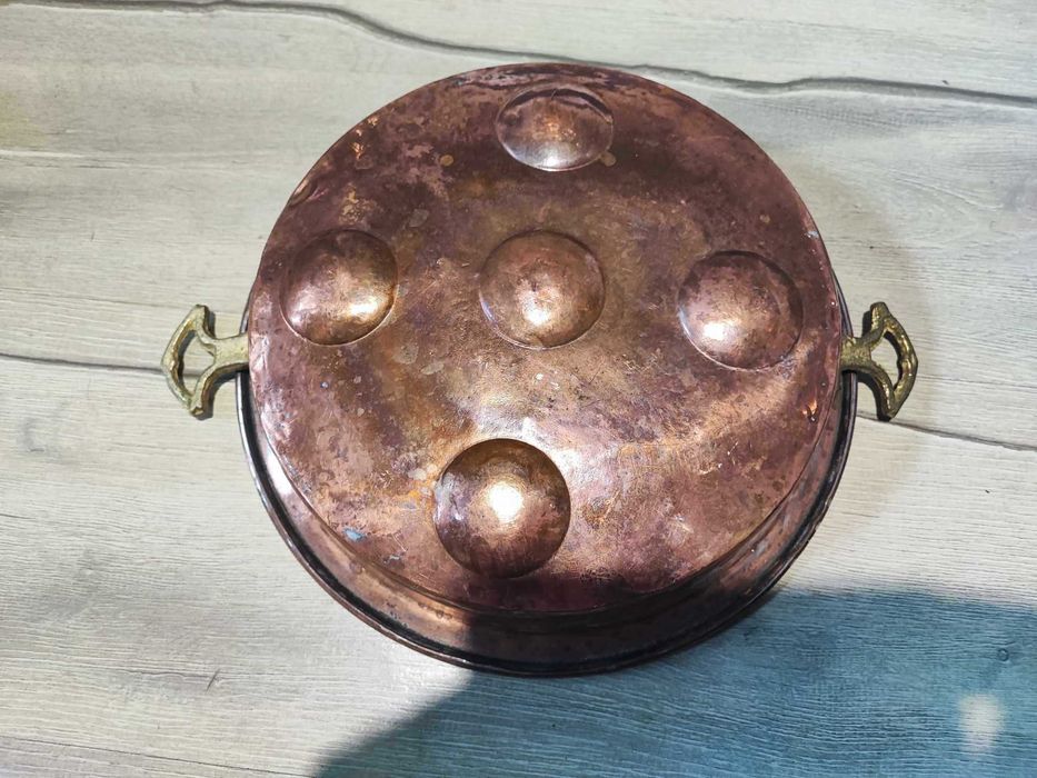 Przedwojenna miedziana patelnia,garnek