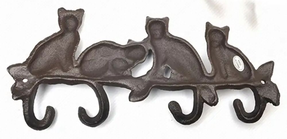 Decoração em Ferro Gatos c/ 4 ganchos