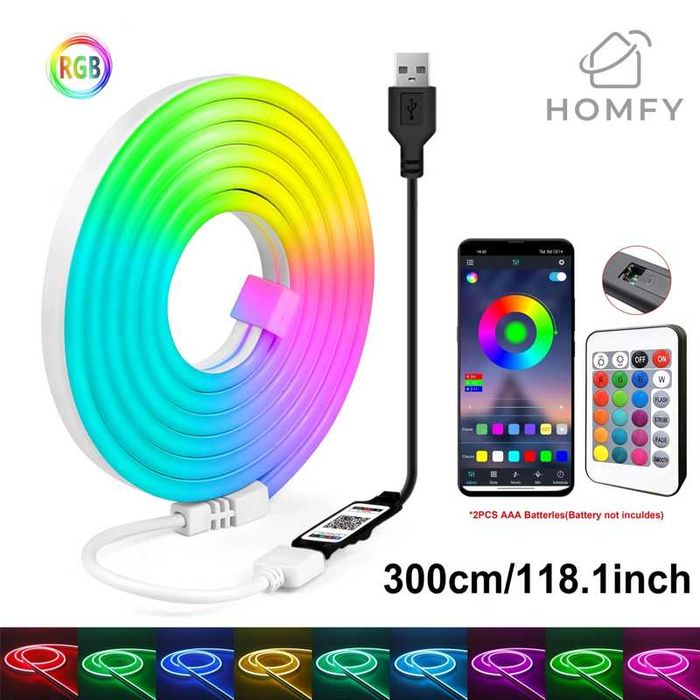 Fita LED RGB USB 3m – Controlável por App e Comando | Decoração Smart Livin