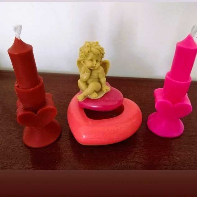velas figurativas e objetos de uso em cera