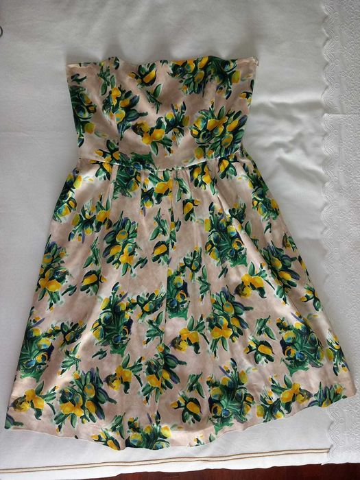 Beige Floral Flowy Dress, Fully Lined, Size M – Zara