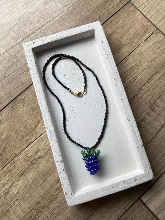 Naszyjnik z koralików z owocem jeżyna, niebieska malina, handmade