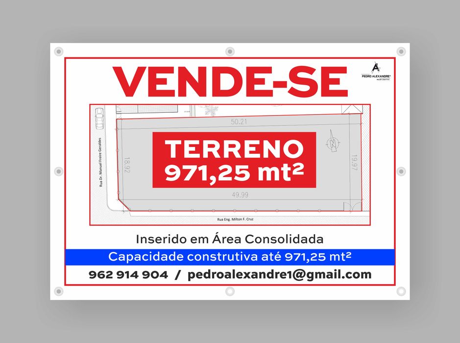 Terreno para construção urbana com 971,25 m²