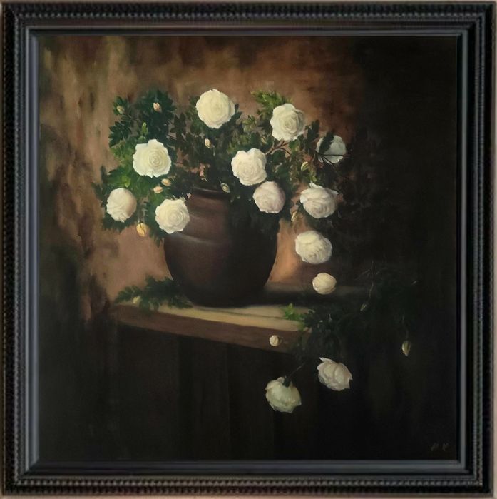 Картина олійними фарбами "Білі троянди"