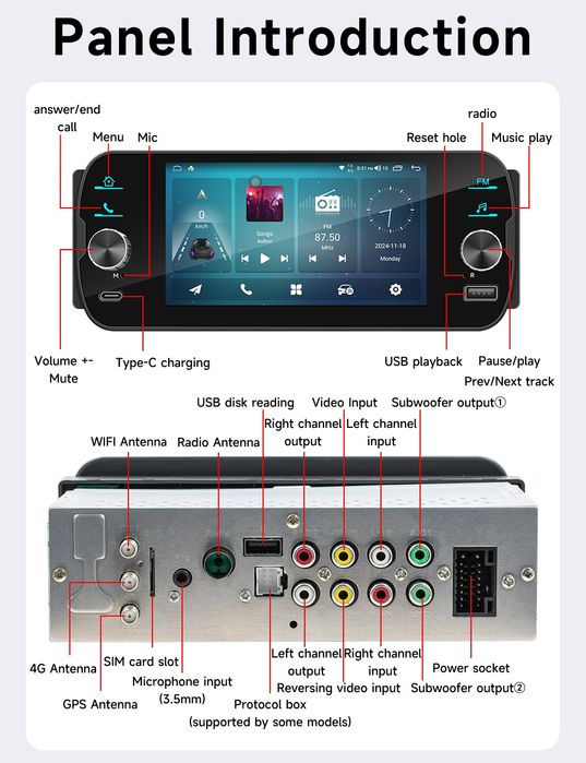 Radio 1din, Android Auto, carplay