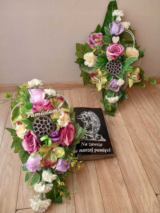KWIATY na grób KSIĘGA kompozycja na cmentarz KOMPLET