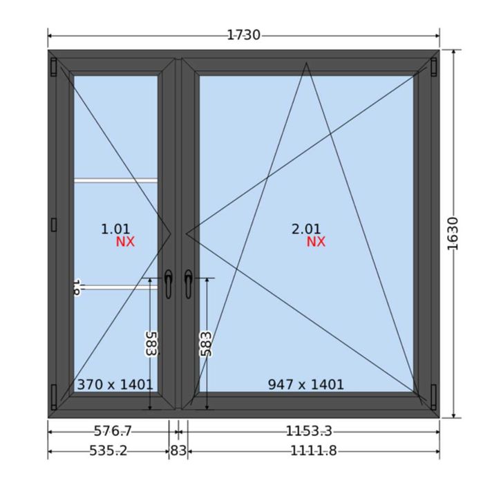 Okno PCV 173x163