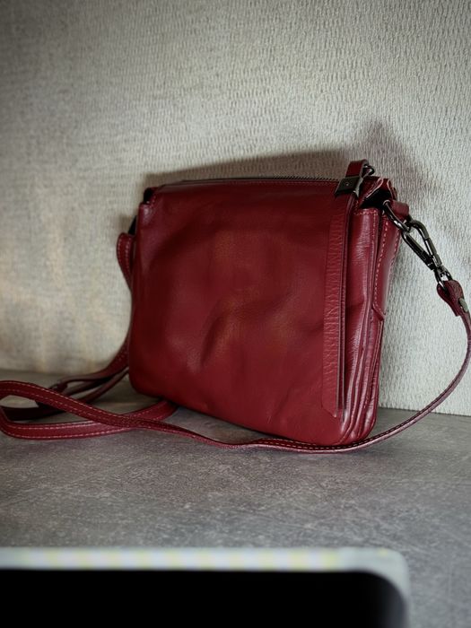 Нова шкіряна сумка (Італія / Vera Pelle) – Ручна робота, Вишнева