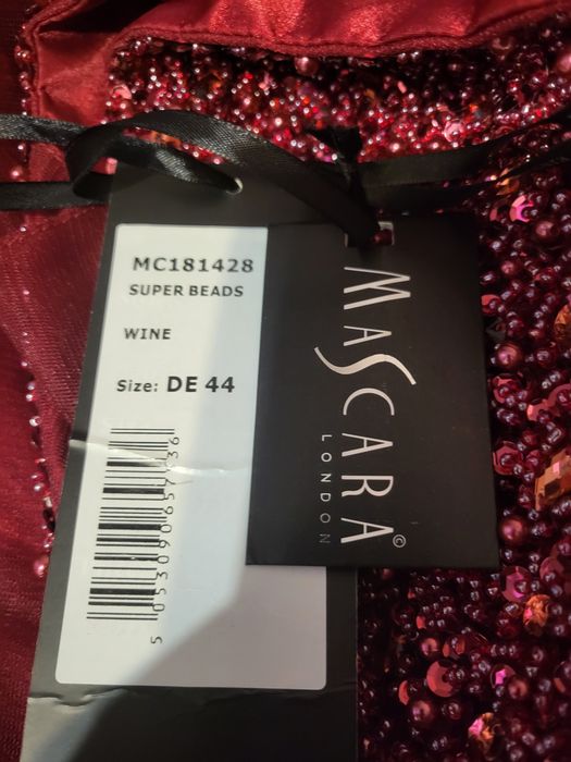 Sukienka Mascara tiulowa zdobiona,  burgund, 42-44,"wesele,  bal,