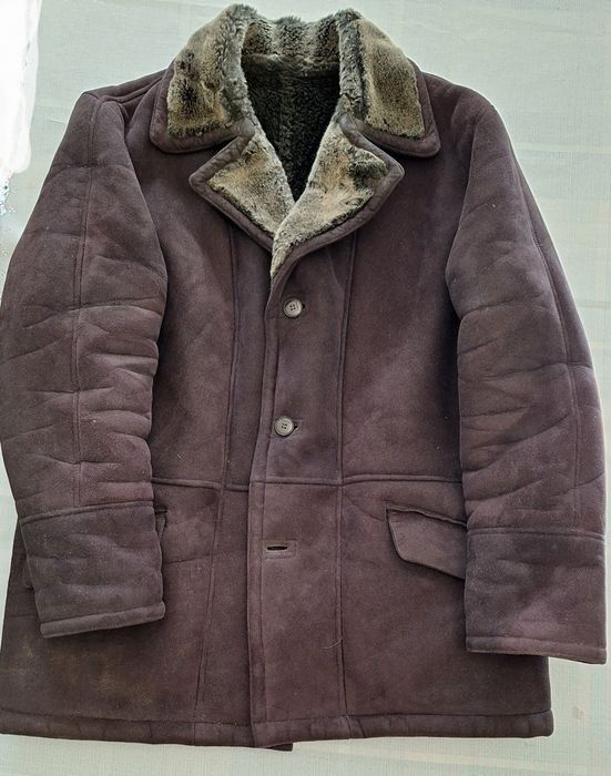 Тепла чоловіча дублянка (темно-сіра / графіт), розмір 56 (3XL)