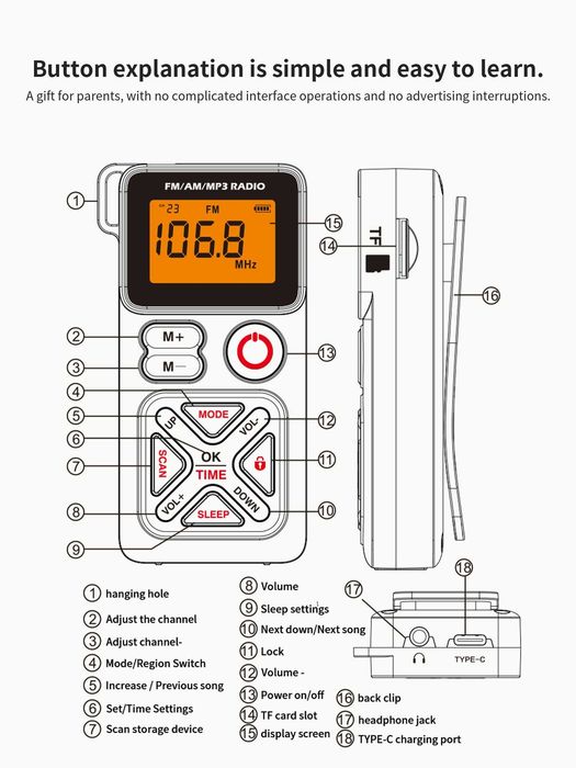 Радіоприймач RIZFLY MY-501 FM/AM/MP3