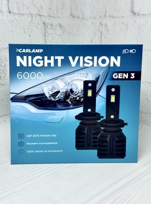 Led автолампы Carlamp Night Vision Gen3 H1 H3 H4 H7 H11 H13 HB3 НB4