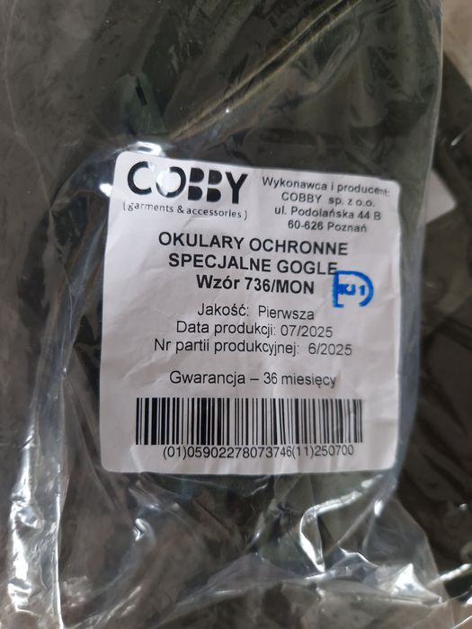 Wojskowe Gogle ochronne, taktyczne  model 736/MON