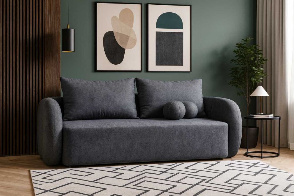 Sofa kanapa nowoczesna z funkcją spania i pojemnikiem od ręki