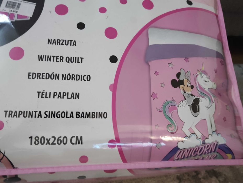 Edredão minnie e unicórnio para cama de solteiro