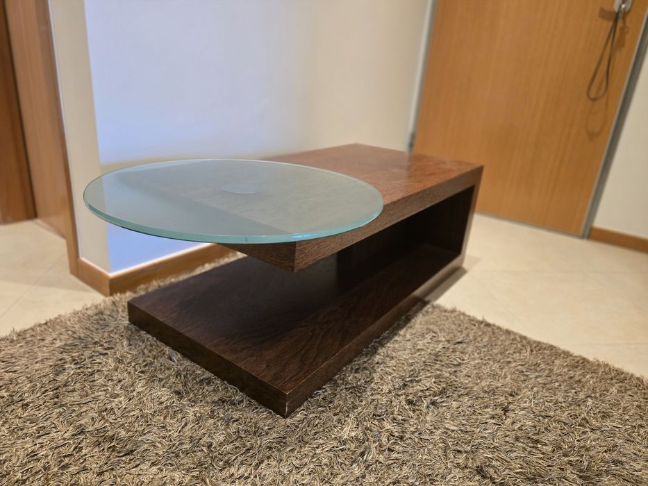 Mesa de centro, sala, em Sucupira e vidro