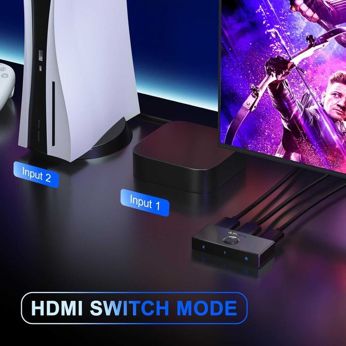 Interruptor HDMI 4K 60Hz, divisor HDMI bidirecional 1 em 2 saídas