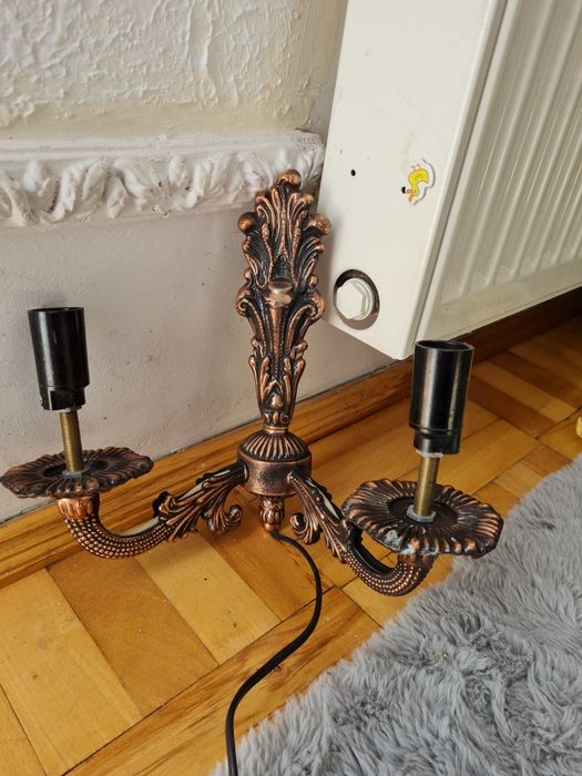 Stary PRL kinkiet stylowy miedź miedziany