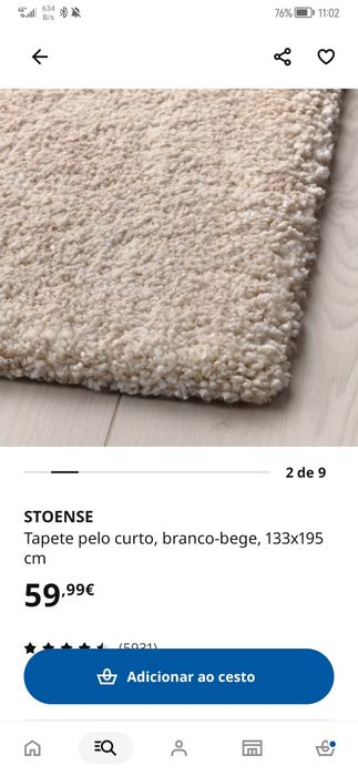 Tapete ikea creme pelo curto