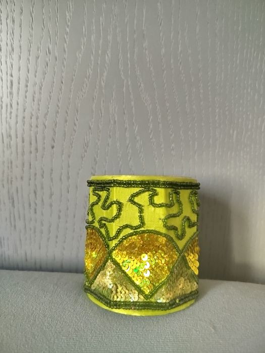 Świecznik szklany zielony na świeczkę podgrzewacz