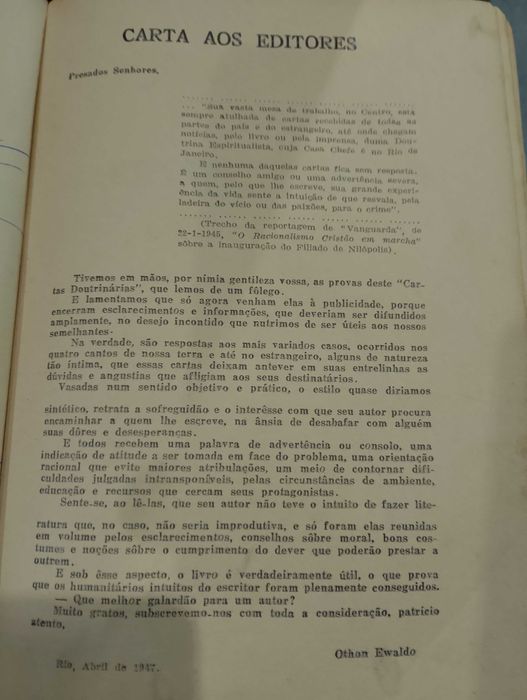 Cartas Doutrinarias de 1937 a 1945 Centro Redentor