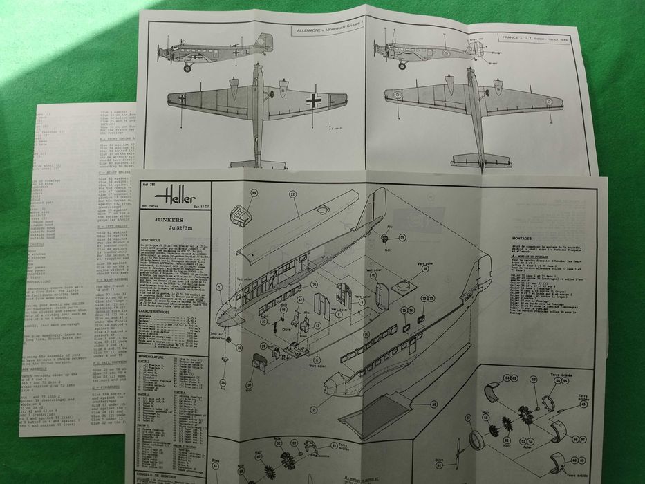 1/72 Heller 380 Junkers Ju 52 / 3m Luftwaffe FAP modelismo kit