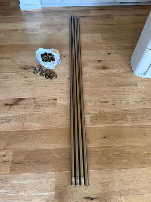 Varão para Cortinas 2,5 m – Conjunto Completo (4 Varões + Argolas + Suportes)