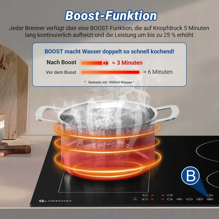 Płyta Indukcyjna do Zabudowy AMZCHEF FS-I72S-FFDD07 Funkcja Boost/408b