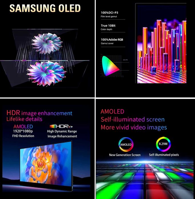Портативний OLED Monitor (13.3, Touch AMOLED, 10bit, HDR)