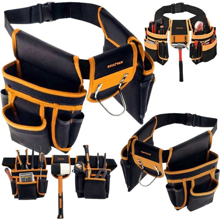 Pas Monterski Narzędziowy Budowlany 22 Kieszenie Uchwyt na Młotek