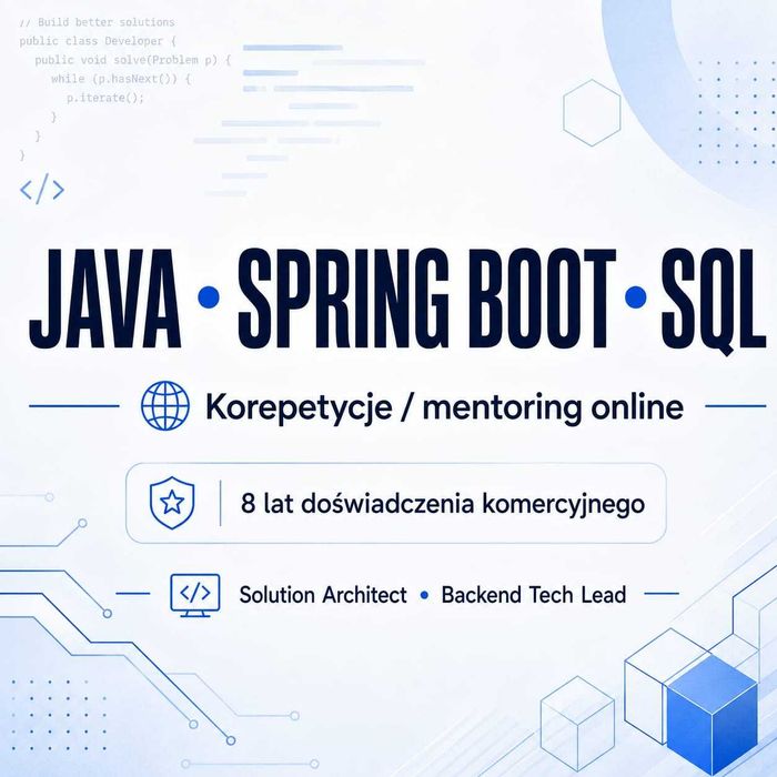 Korepetycje Java / Spring Boot / SQL – programista 8 lat doświadczenia