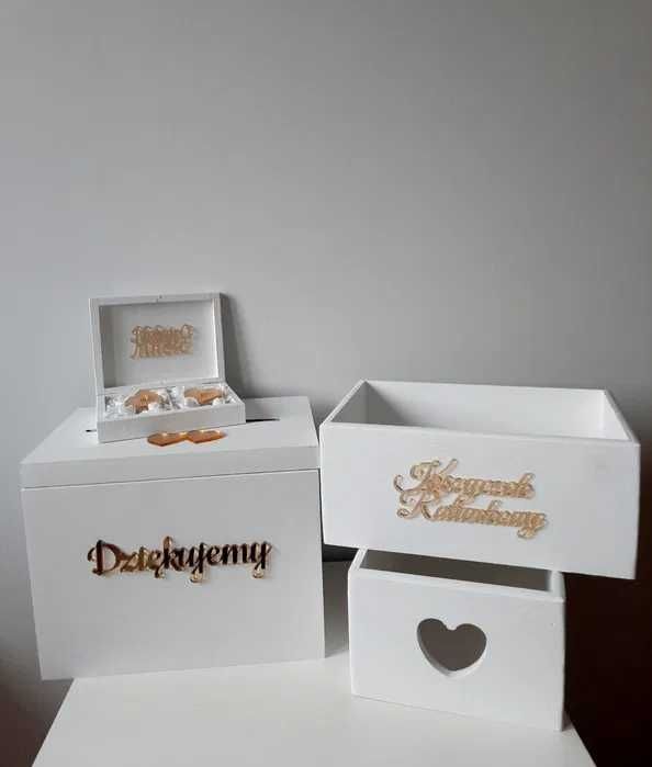 Pudełko na koperty obrączki Lustrzany napis koszyczki ratunkowe