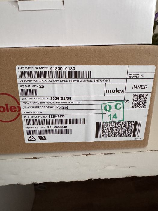 Модулі Keystone RJ45 Cat6A STP 10Gb Molex / Datwyler оригінал