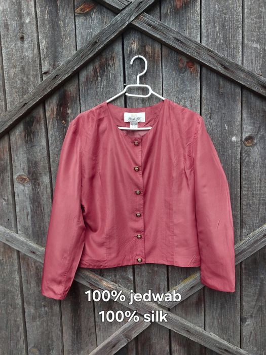 Jedwabny żakiet vintage jedwab silk na guziki
