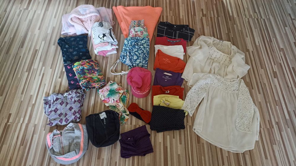 zestaw ubrań dla dziewczynki 134-140, mix 60 sztuk plus gratisy