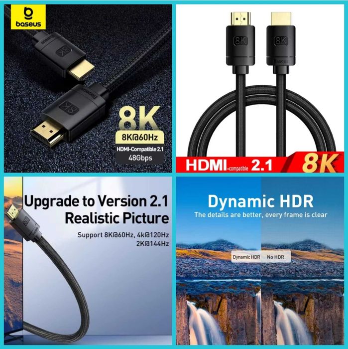 Зарядний пристрій, Кабель Baseus HDMI 8K