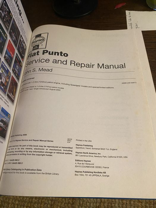 Manual Haynes Fiat Punto (1999/2003) - Service and Repair Manual