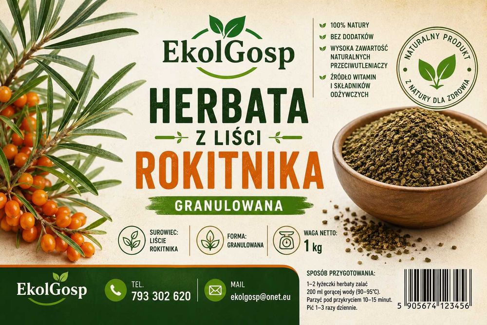 Herbata z liści rokitnika granulowana 1kg