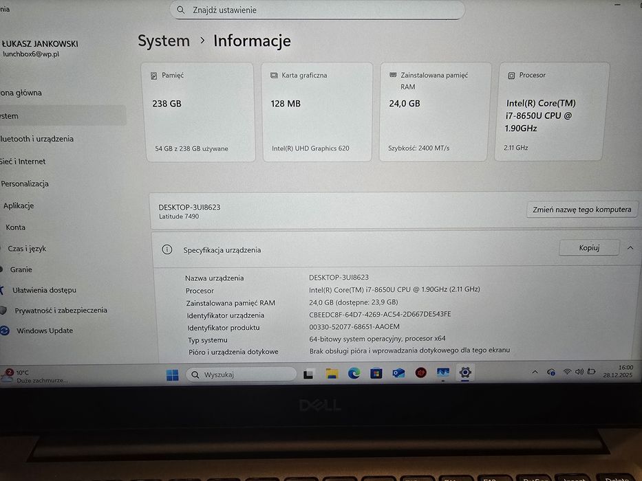 Laptop dell latitude 7490