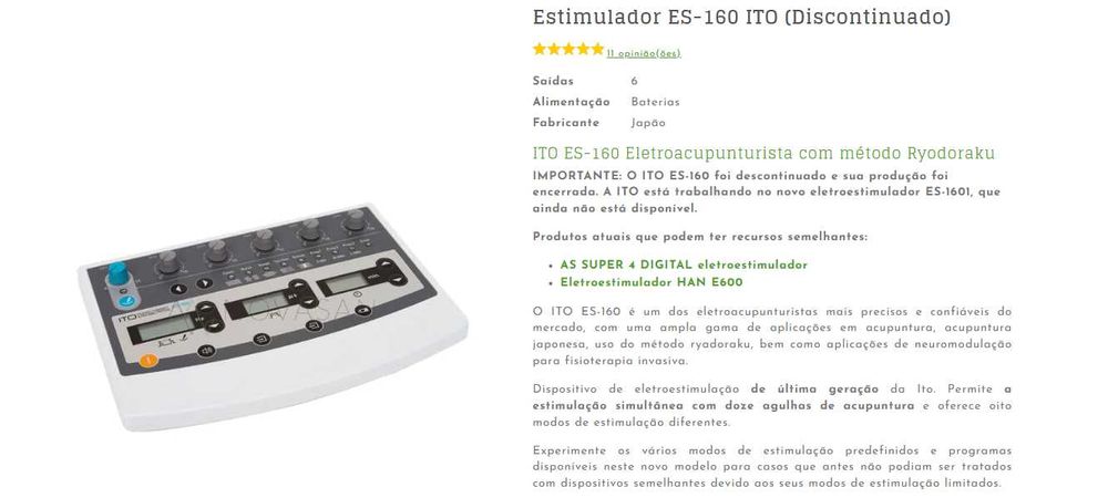 Estimulador de Acupuntura ES-160 ITO (Descontinuado) - Novo na caixa