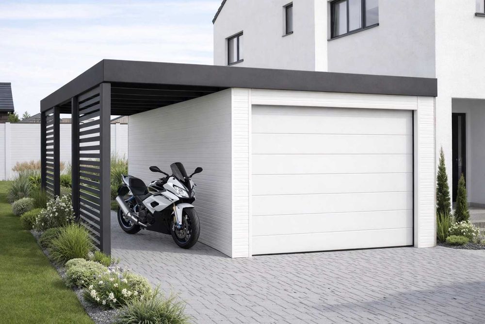 Ocieplana Wiata 4,5x6 - Garaż PIR 6cm |Profile 100x100| Brama Hörmann