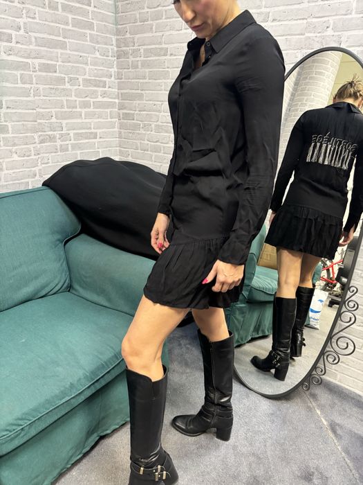 Patrizia Pepe sukienka viscose wiskoza frędzle szyfonowa falbanka xs s