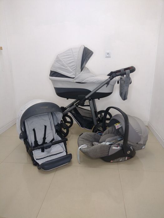 Wózek wielofunkcyjny 3w1 Bebetto Vulcano+Cybex Cloud Q