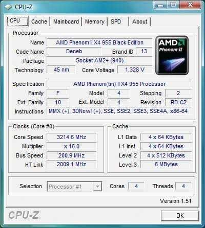 AMD Phenom II X4 955 BE • 3.2 ГГц • AM3