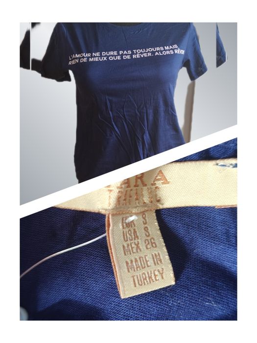 Zara t shirt koszulka niebieska