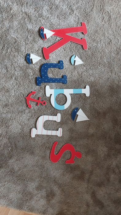 Litery marynistyczne na ścianę imię Kuba + dekory