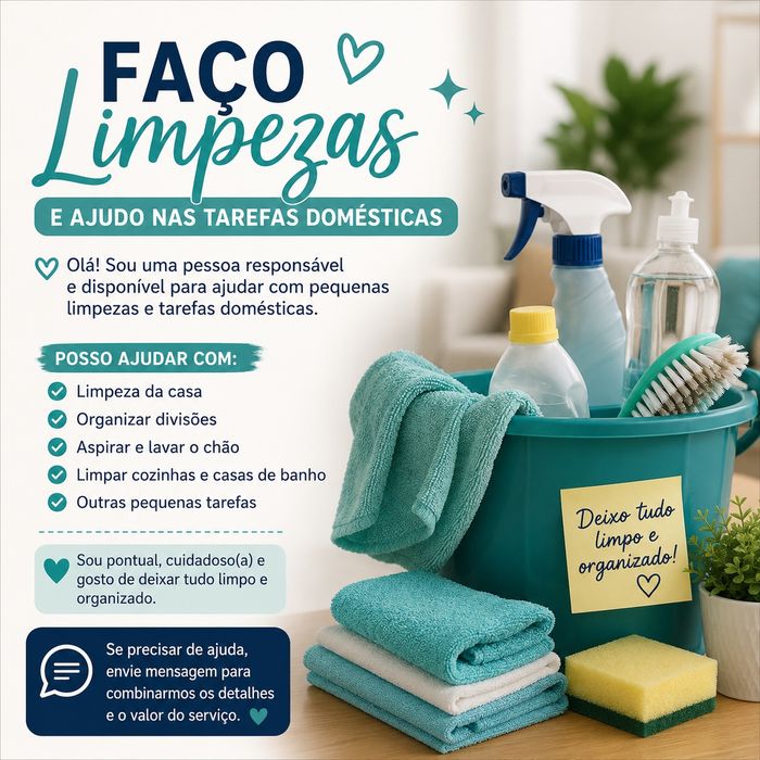 Faço Limpezas e Ajudo nas Tarefas Domésticas