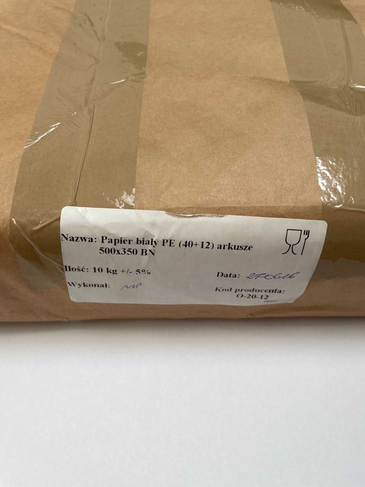 Papier biały PE arkusze 500x350 10 kg