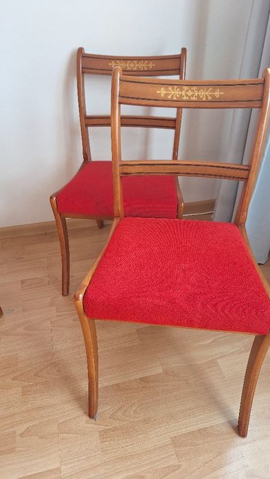 Komplet drewniany okrągły stół + 6 krzeseł